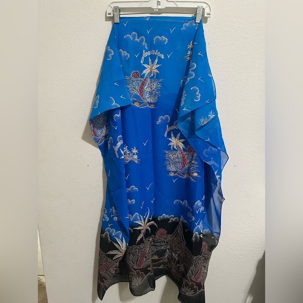 Blue Sheer embroidered wraparound Jamaica